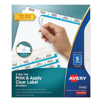 Print And Apply Index Maker Clear Label Dividers, 5 White Tabs, Letter, 5 Sets