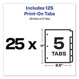 Customizable Print-on Dividers, Letter, 5-tabs-set, 25 Sets-pack