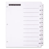 Table 'n Tabs Dividers, 10-tab, 1 To 10, 11 X 8.5, White, 1 Set