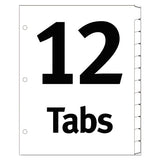 Table 'n Tabs Dividers, 12-tab, 1 To 12, 11 X 8.5, White, 1 Set
