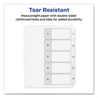 Customizable Table Of Contents Ready Index Black And White Dividers, 5-tab, 1 To 5, 11 X 8.5, 6 Sets