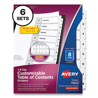 Customizable Table Of Contents Ready Index Black And White Dividers, 8-tab, 1 To 8, 11 X 8.5, 6 Sets