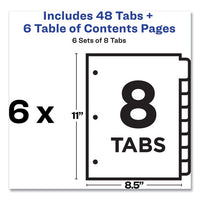 Customizable Table Of Contents Ready Index Black And White Dividers, 8-tab, 1 To 8, 11 X 8.5, 6 Sets