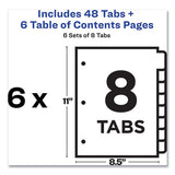 Customizable Table Of Contents Ready Index Black And White Dividers, 8-tab, 1 To 8, 11 X 8.5, 6 Sets