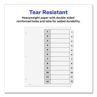 Customizable Table Of Contents Ready Index Black And White Dividers, 12-tab, 1 To 12, 11 X 8.5, 6 Sets