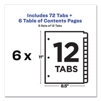 Customizable Table Of Contents Ready Index Black And White Dividers, 12-tab, 1 To 12, 11 X 8.5, 6 Sets