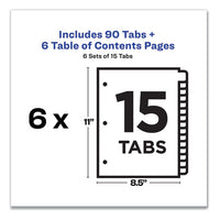 Customizable Table Of Contents Ready Index Black And White Dividers, 15-tab, 1 To 15, 11 X 8.5, 6 Sets