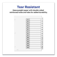Customizable Table Of Contents Ready Index Black And White Dividers, 15-tab, 1 To 15, 11 X 8.5, 6 Sets