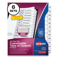 Customizable Table Of Contents Ready Index Black And White Dividers, 12-tab, Jan. To Dec., 11 X 8.5, 6 Sets