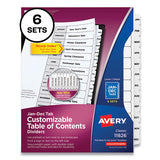 Customizable Table Of Contents Ready Index Black And White Dividers, 12-tab, Jan. To Dec., 11 X 8.5, 6 Sets