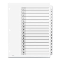 Customizable Table Of Contents Ready Index Black And White Dividers, 31-tab, 1 To 31, 11 X 8.5, 6 Sets