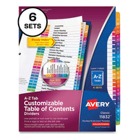 Customizable Table Of Contents Ready Index Multicolor Dividers, 26-tab, A To Z, 11 X 8.5, 6 Sets