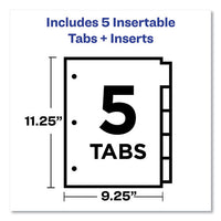 Insertable Big Tab Plastic 1-pocket Dividers, 5-tab, 11.13 X 9.25, Assorted, 1 Set