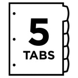 Big Tab Printable Large White Label Tab Dividers, 5-tab, Letter, 20 Per Pack