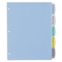 Write And Erase Big Tab Durable Plastic Dividers, 3-hold Punched, 5-tab, 11 X 8.5, Assorted, 1 Set