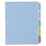 Write And Erase Big Tab Durable Plastic Dividers, 3-hold Punched, 5-tab, 11 X 8.5, Assorted, 1 Set