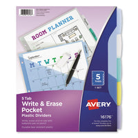 Write And Erase Durable Plastic Dividers With Pocket, 3-hold Punched, 8-tab, 11.13 X 9.25, Assorted, 1 Set