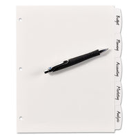 Write And Erase Big Tab Durable Plastic Dividers, 3-hole Punched, 5-tab, 11 X 8.5, White