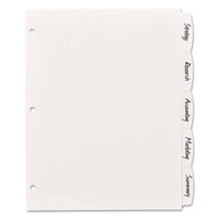 Write And Erase Big Tab Durable Plastic Dividers, 3-hole Punched, 5-tab, 11 X 8.5, White