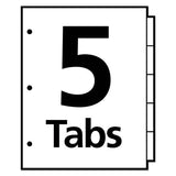Write And Erase Big Tab Durable Plastic Dividers, 3-hole Punched, 5-tab, 11 X 8.5, White