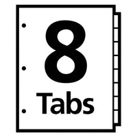 Write And Erase Big Tab Durable Plastic Dividers, 3-hole Punched, 8-tab, 11 X 8.5, White