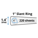 Durable View Binder With Durahinge And Slant Rings, 3 Rings, 1" Capacity, 11 X 8.5, White, 4-pack
