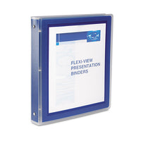 Flexi-view Binder With Round Rings, 3 Rings, 1.5" Capacity, 11 X 8.5, Navy Blue