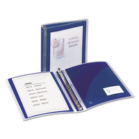 Flexi-view Binder With Round Rings, 3 Rings, 1.5" Capacity, 11 X 8.5, Navy Blue