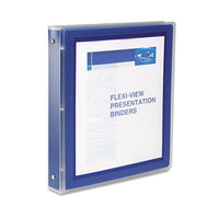 Flexi-view Binder With Round Rings, 3 Rings, 1" Capacity, 11 X 8.5, Navy Blue