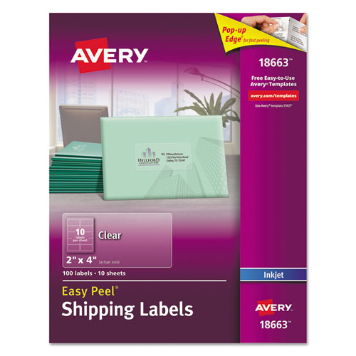 Matte Clear Easy Peel Mailing Labels W- Sure Feed Technology, Inkjet Printers, 2 X 4, Clear, 10-sheet, 10 Sheets-pack