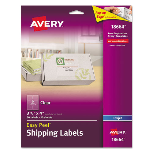 Matte Clear Easy Peel Mailing Labels W- Sure Feed Technology, Inkjet Printers, 3.33 X 4, Clear, 6-sheet, 10 Sheets-pack