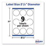 Laser-inkjet Media Labels, Inkjet-laser Printers, 2.5" Dia, Matte White, 9 Labels-sheet, 25 Sheets-pack