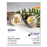 Laser-inkjet Media Labels, Inkjet-laser Printers, 2.5" Dia, Matte White, 9 Labels-sheet, 25 Sheets-pack