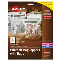 Sure Feed Printable Toppers With Bags, 1 3-4 X 5, White, 40-pack