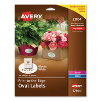 Oval Labels W- Sure Feed & Easy Peel, 1 1-2 X 2 1-2, Glossy White, 180-pack