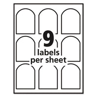 Textured Arched Print-to-the-edge Labels, Laser Printers, 3 X 2.25, White, 9-sheet, 10 Sheets-pack
