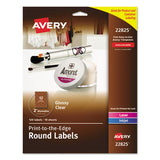 Round Print-to-the Edge Labels With Sure Feed And Easy Peel, 2" Dia, Glossy Clear, 120-pk