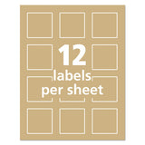 Square Print-to-the-edge Labels, Inkjet-laser Printers, 2 X 2, Kraft Brown, 12-sheet, 25 Sheets-pack