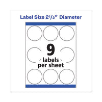 Durable White Id Labels W- Sure Feed, 2 1-2" Dia, White, 72-pk