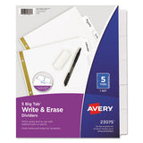 Write & Erase Big Tab Paper Dividers, 5-tab, White, Letter