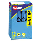 Hi-liter Desk-style Highlighters, Chisel Tip, Fluorescent Blue, Dozen