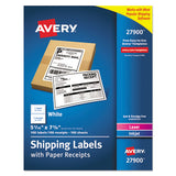 Shipping Labels With Paper Receipt Bulk Pack, Inkjet-laser Printers, 5.06 X 7.63, White, 100-box