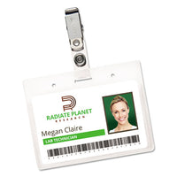 Secure Top Clip-style Badge Holders, Horizontal, 2 1-4 X 3 1-2, Clear, 50-box