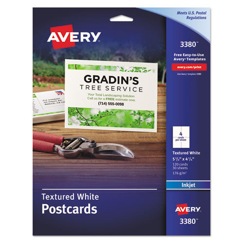 Textured Postcards, Inkjet, Heavyweight, 4 1-4 X 5 1-2, Matte White, 120-box