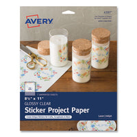 Avery Sticker Project Paper Laser-inkjet Multipurpose Labels, 11" X 8.5", Glossy Clear, 1 Label-sheet, 7 Sheets-pack