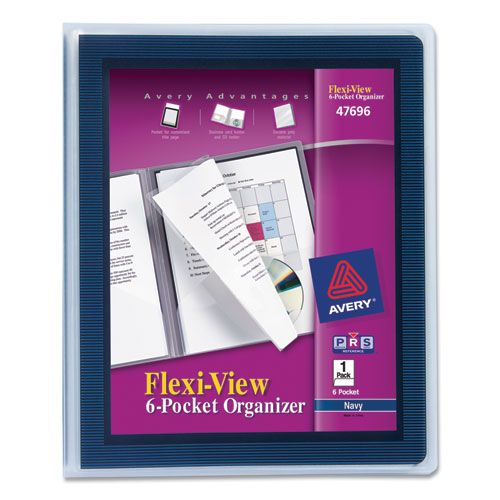 Flexi-view Six-pocket Polypropylene Organizer, 150-sheet Cap., Translucent-navy