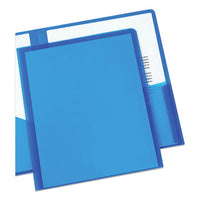 Plastic Two-pocket Folder, 20-sheet Capacity, Translucent Blue