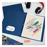 Two-pocket Folder, Prong Fastener, Letter, 1-2" Capacity, Dark Blue, 25-box