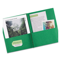 Two-pocket Folder, Prong Fastener, Letter, 1-2" Capacity, Green, 25-box