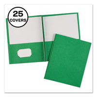 Two-pocket Folder, Prong Fastener, Letter, 1-2" Capacity, Green, 25-box